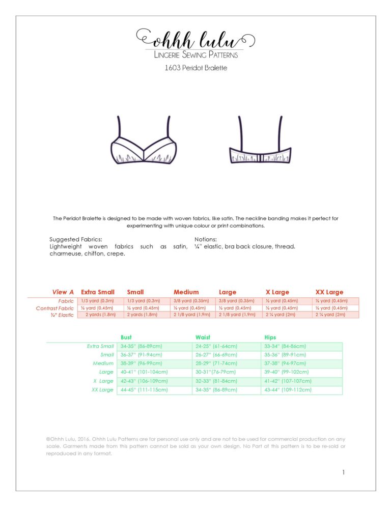 Peridot Bralette for Woven Fabrics PDF Sewing Pattern – Ohhh Lulu