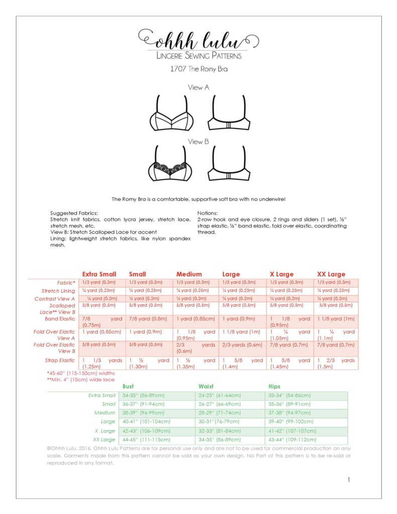 The Romy Bra PDF Sewing Pattern – Ohhh Lulu